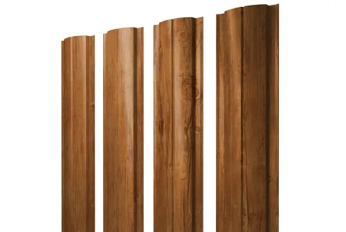 Штакетник Полукруглый Slim 0,45 Print-double Elite Golden Wood