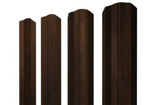 Штакетник М-образный А фигурный 0,45 Print Elite Chestnut Wood (обратная сторона серая)