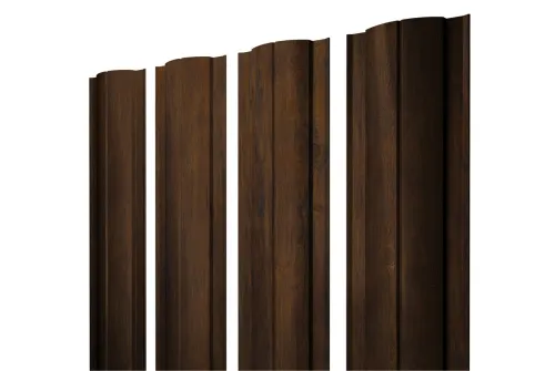 Штакетник Круглый 0,45 Print Elite Chestnut Wood (обратная сторона серая)
